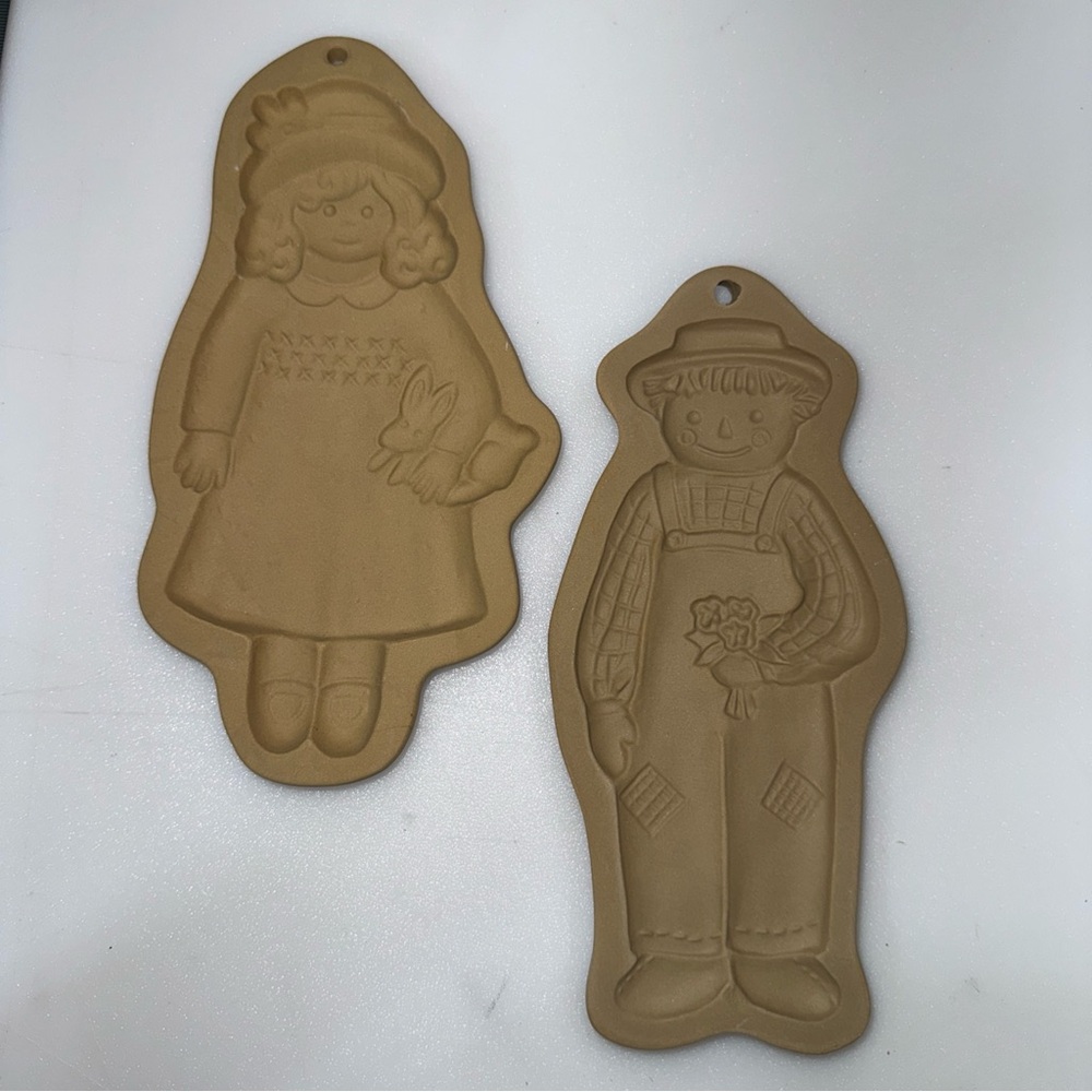 Vintage Brown Bag Cookie Molds LOT of 2 Raggedy Ann & Andy 1988 Cottagecore